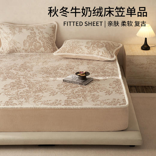 【秋冬牛奶绒床笠单品】复古雕花绒床笠秋冬保暖牛奶绒席梦思床罩床垫保护套 商品图0