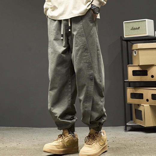 裁缝学苑MQ69美式复古伞兵裤纸样束脚裤排扣款工装裤子样板图纸 商品图1