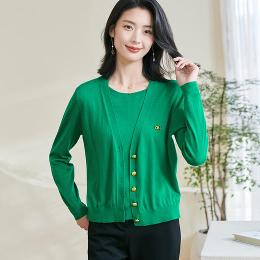 剩S/M 米思阳2026春季新款休闲慵懒风假两件针织衫宽松舒适羊毛上衣0778 商品图2