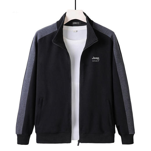 丁摩全棉新款运动套装男士春秋跑步运动服两件套灰色黑色普通长5ZF-8070 商品图2