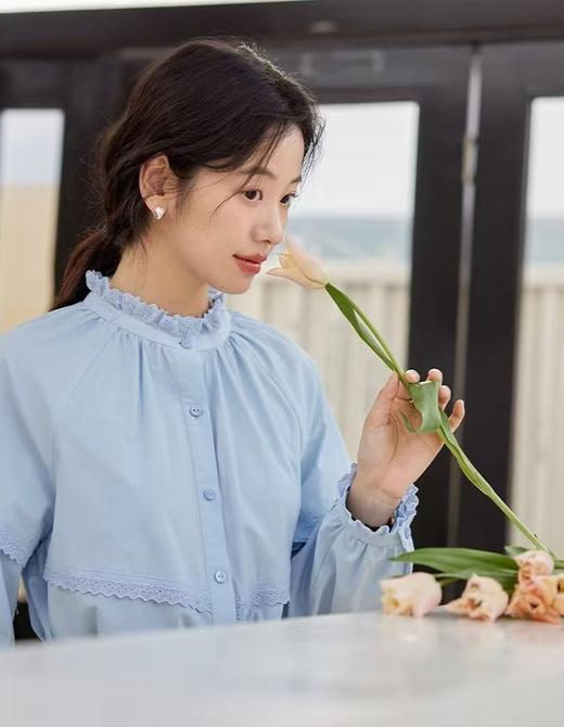 法式立领蕾丝花边长袖小宽松百搭衬衫 商品图8