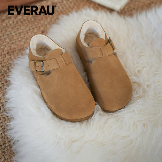 EVERAU牛反绒鞋面内里羊皮毛一体全包勃肯女靴EA7089 商品图2