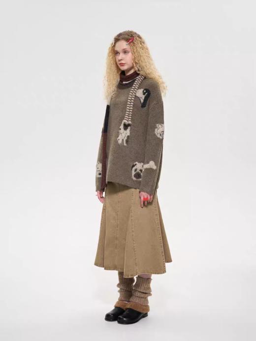 local tag/It24awk36b/小狗的派对提花卷边领毛衣套头上衣 商品图4