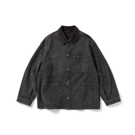 PRIMEE 水洗自然做旧工装夹克 拼接翻领外套 商品图3
