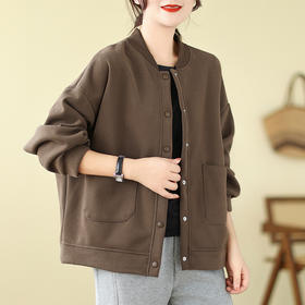 百媚生 休闲棒球服女圆领百搭卫衣外套2336