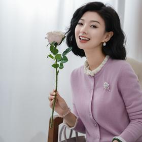 西子/玛奇朵100美丽诺羊毛花边领秋冬长袖针织衫/MSTJ491