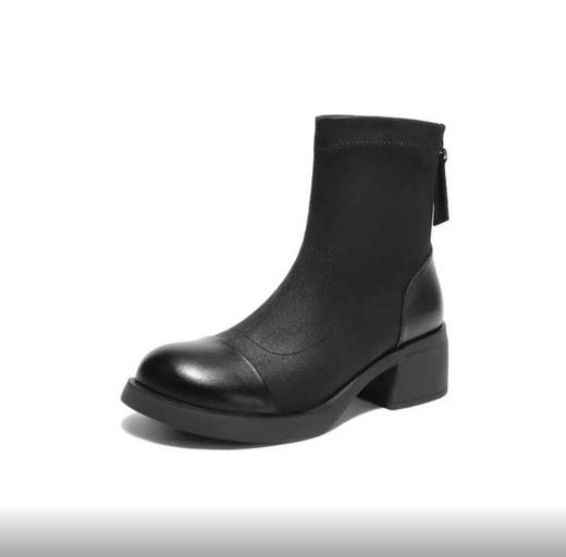 【云粉节】BF楼 森达弹力靴2025冬季新款经典弹力粗跟短靴XSY01吊牌价859活动价399 商品图1