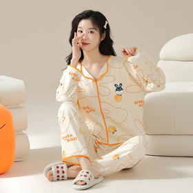 亲肤丝滑【花色莫代尔家居服套装】自带胸垫不跑杯 免穿bra 会呼吸的莫代尔面料 宽松H版睡衣 遮肚挡肉 #M663