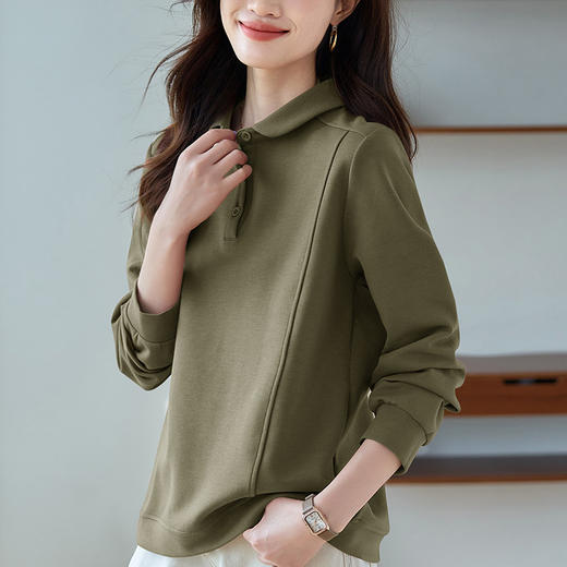 丁摩 卫衣女春秋款时尚洋气宽松遮肚子上衣打底衫5ZF-756 商品图2