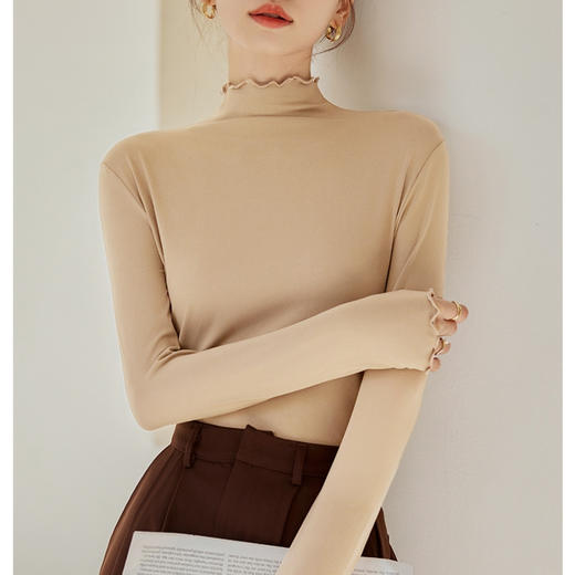 梦惠妮轻暖木耳边打底衫｜外穿内搭，修身显瘦 商品图3