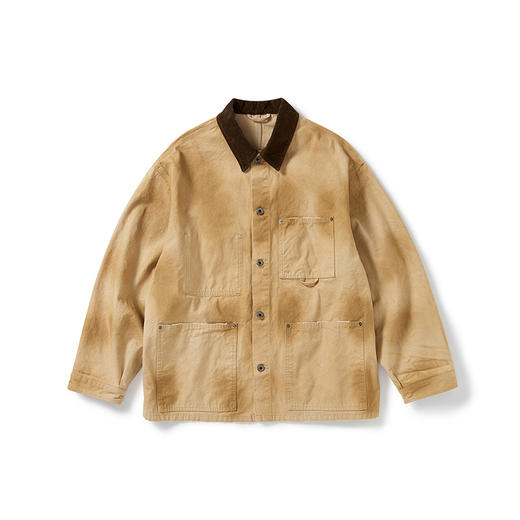 PRIMEE 水洗自然做旧工装夹克 拼接翻领外套 商品图0