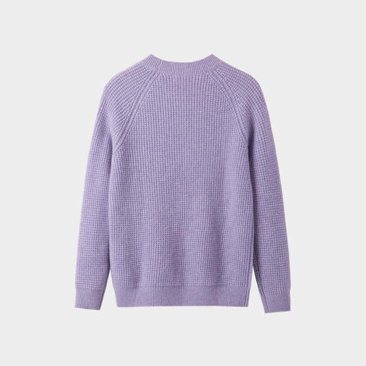 羚荌渼圆领华夫格插肩袖短款羊绒衫女 商品图6