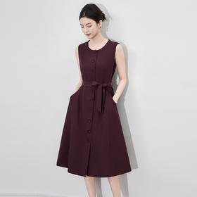 「高货wl」全新升级【铂金会员395/天猫529/差价134】(00226)洛诗琳轻奢通勤无袖背心连衣裙2025秋季收腰显瘦优雅A字裙