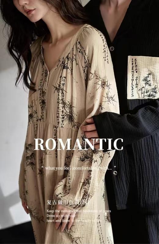 超美国风LANSHU岚束素雅情侣家居服套装&睡裙 商品图6