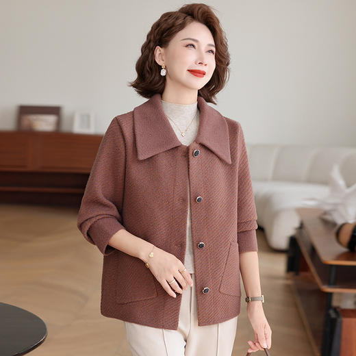 2025年新款中老年洋气仿双面呢开衫夹克秋冬妈妈装女上衣针织外套 商品图1