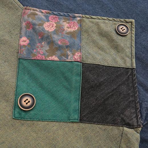 雀说 复古做旧连帽印花拼接牛仔马甲女617 商品图3