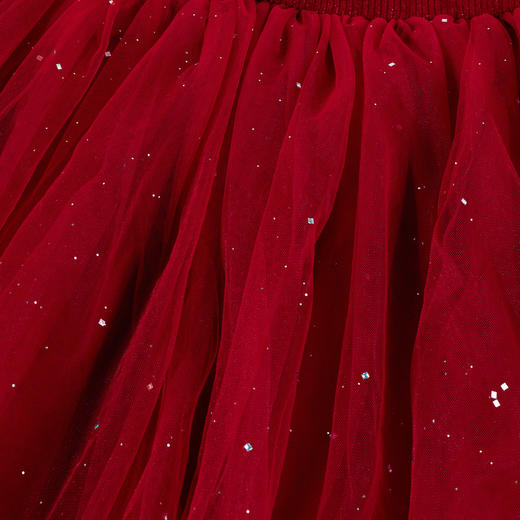 迪士尼春秋新款女童国风长袖连衣裙国潮大红洋气公主裙XD1EQ001 商品图5