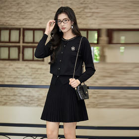 奢姿大码女装2025秋季钉珠减龄两件套胖妹妹坑条设计时尚针织套装9853994277AB