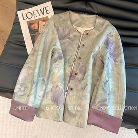 丁摩 新中式晕染提花国风外套春秋装女款新款圆领改良上衣5ZF-4862