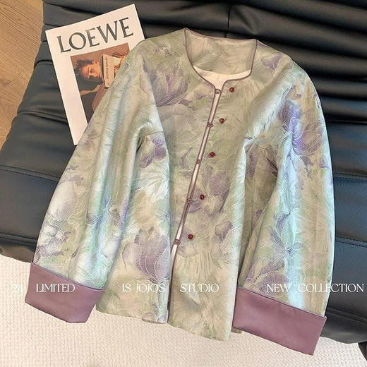 丁摩 新中式晕染提花国风外套春秋装女款新款圆领改良上衣5ZF-4862 商品图0