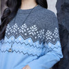 奢姿大码女装2025秋季时尚雪花图案几何拼色毛衣胖妹妹气质针织衫9553670282 商品缩略图2