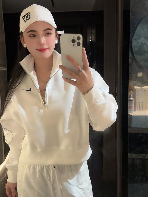 耐家纯色Logo刺绣半拉链半开襟卫衣（蕾姐M）（DQ5768） 商品图1