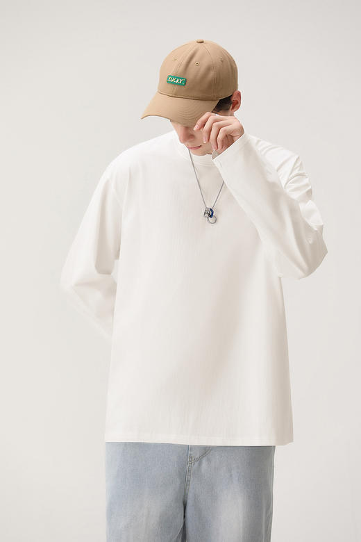 严选 | 【69元两件】秋季长袖T恤 男女同款 百搭叠穿上衣 230g高克重 商品图4