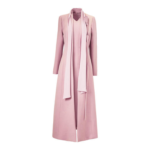 YBY 904C41羊毛飘带大衣高级简约气质优雅修身套装 商品图4