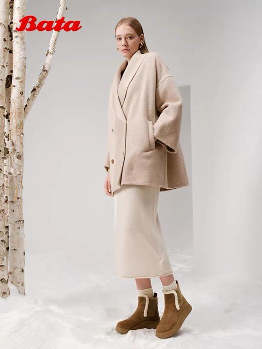 【云粉节】 【拔佳】BF楼Bata雪地靴女2025冬款牛皮保暖厚底百搭时尚短靴AD150DD5   吊牌价1159   活动价799 商品图2