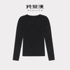 羚荌渼U领气质显瘦抽条加厚黑色羊绒衫女 商品缩略图0