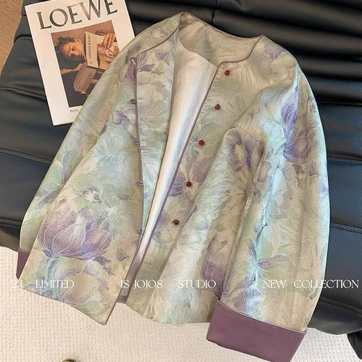 丁摩 新中式晕染提花国风外套春秋装女款新款圆领改良上衣5ZF-4862 商品图3