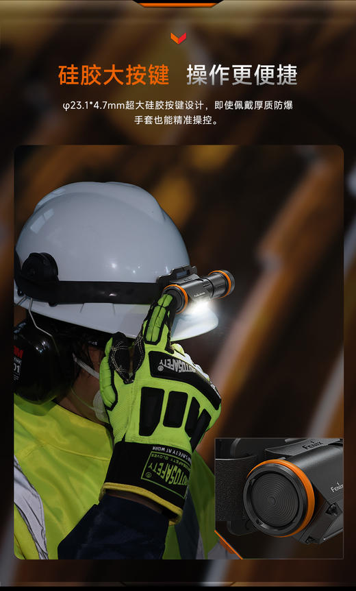 Fenix菲尼克斯头灯 WH35RE 防爆手电头灯二合一工作头灯可充电锂电池 280流明 商品图7