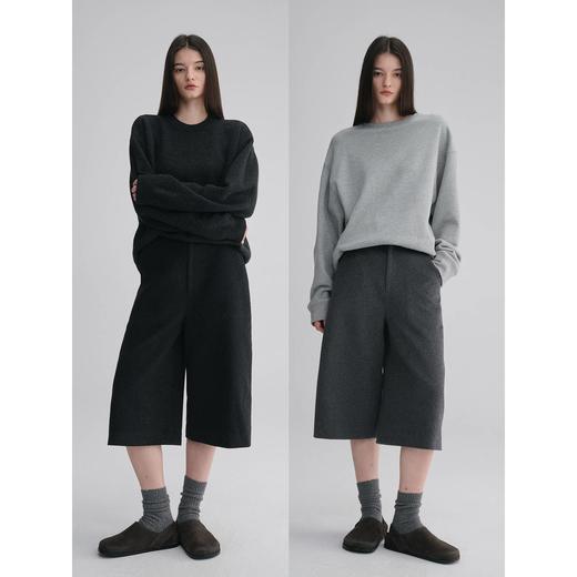 MAISON CECILE 四色|羊毛毛呢复古随性时髦显比例六分阔腿中裤 商品图0