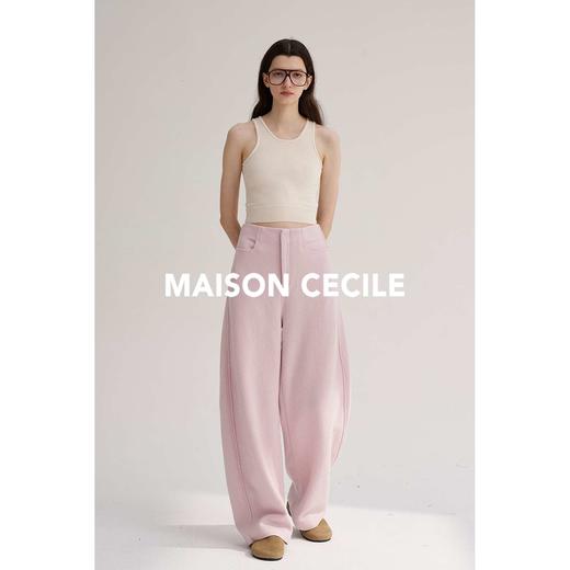 MAISON CECILE冬日6色/圈圈全羊毛保暖厚实修饰腿型镰刀弧形裤 商品图2