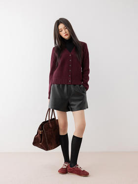 COCO ZONE 时尚V领针织开衫通勤风单排扣上衣CC1D2380