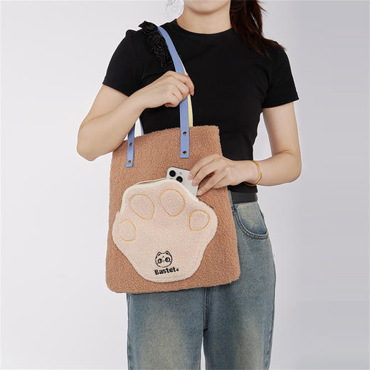 大英博物馆 巴斯特系列 猫爪拼接 羊羔包 托特单肩包 商品图1