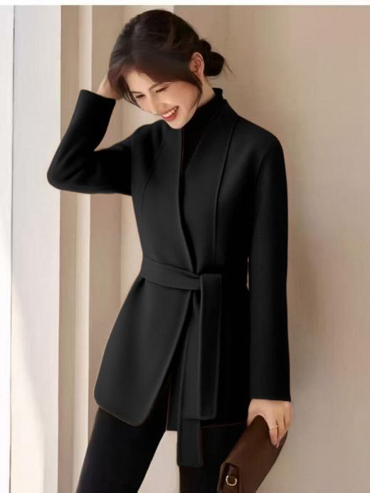 【高端系列】手工定制266款20%山羊绒➕80%羊毛双面尼中款大衣-喜出 商品图0