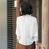 西子/【月光美人】醋酸桑蚕丝拉夫领长袖白色上衣/SYTJ085 商品缩略图4