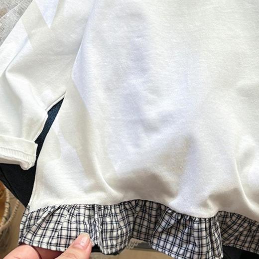 Laffey & Monkey儿童秋款纯棉长袖T恤女童圆领休闲上衣 宝宝花边纯色打底内搭童装80-160★★娃娃优选 商品图3