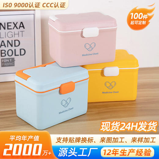 加厚家庭装双层药箱大容量医药箱应急医护医疗收纳药品塑料收纳盒 商品图0