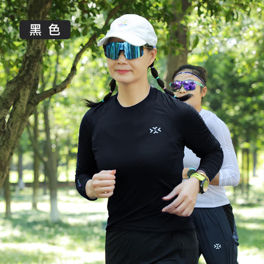 有为者/男女款马拉松运动跑步长袖 呼吸方格交叠领训练速干衣服 商品图10