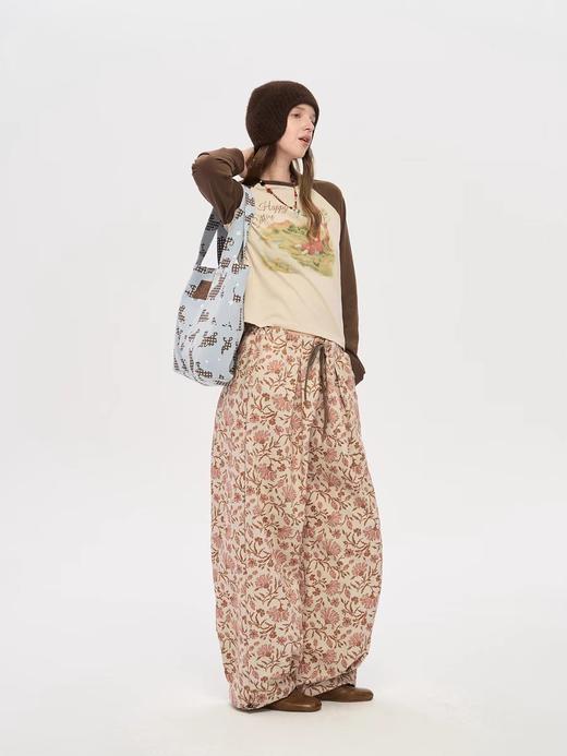 local tag/lt25awk01/ 波尔农场 手绘印花抽绳裤 商品图4