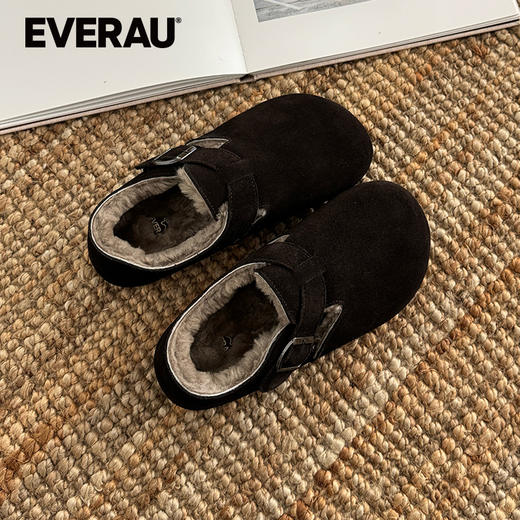 EVERAU牛反绒鞋面内里羊皮毛一体全包勃肯女靴EA7089 商品图4