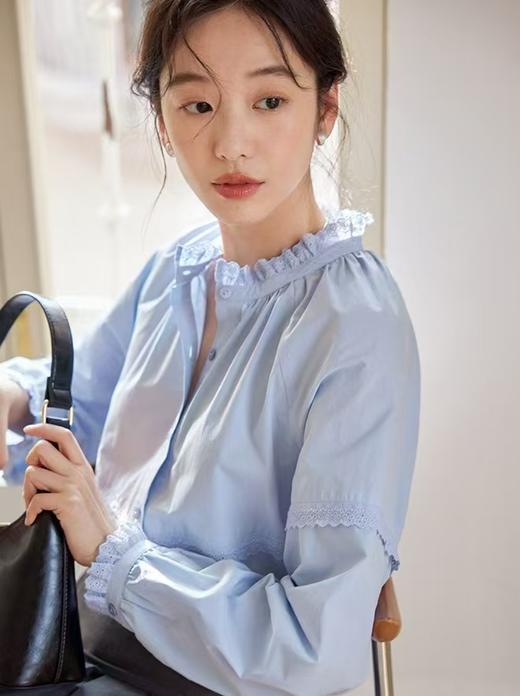 法式立领蕾丝花边长袖小宽松百搭衬衫 商品图13