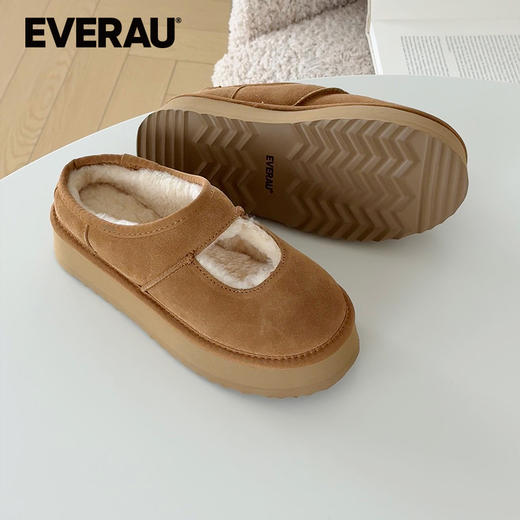 EVERAU冬季新款羊皮毛一体厚底玛丽珍女鞋 EA2074 商品图2