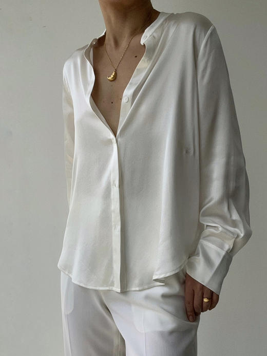 丝所｜S23C013 水晶小立领衬衫［ 黑 / 白 ] 商品图0