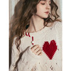 两三事 北国雪夜 2025冬季新款甜美爱心图案镂空针织衫女宽松 商品缩略图3