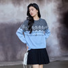 奢姿大码女装2025秋季时尚雪花图案几何拼色毛衣胖妹妹气质针织衫9553670282 商品缩略图1