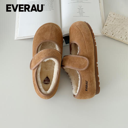 EVERAU冬季新款羊皮毛一体保暖玛丽珍休闲鞋女鞋EA7091 商品图2