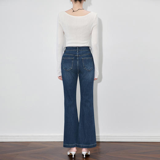 「高货wl」全新升级【铂金会员257/天猫339/差价82】(53609)洛诗琳重工立体刺绣雪绒花牛仔裤2025秋季高腰显瘦微喇裤 商品图1